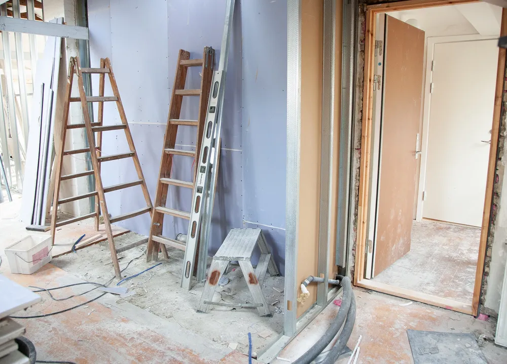 Interior home remodel during the construction phase by Wise Builders